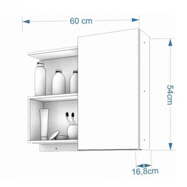 Conjunto para Banheiro Gabinete com Cuba 1 Gaveta 1 Porta e Espelheira Treviso Espresso Móveis - 11