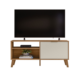 Rack Madri 120m para Tv até 50'' com Porta Basculante e Prateleira Nature/off White - Peternella - 2