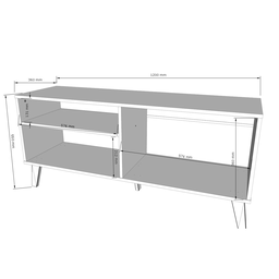 Rack Madri 120m para Tv até 50'' com Porta Basculante e Prateleira Nature/off White - Peternella - 5