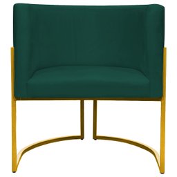 Poltrona Decorativa Para Sala Recepção Escritório Luna Suede Base de Ferro Dourada - 2