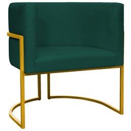 Poltrona Decorativa Para Sala Recepção Escritório Luna Suede Base de Ferro Dourada - 1