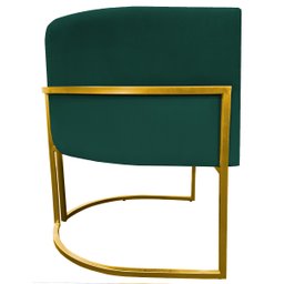 Poltrona Decorativa Para Sala Recepção Escritório Luna Suede Base de Ferro Dourada - 3