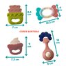 Kit 4 Pçs Chocalho Mordedor Bebê Silicone Texturas Massagear Gengiva Brinquedos Atóxico - 6