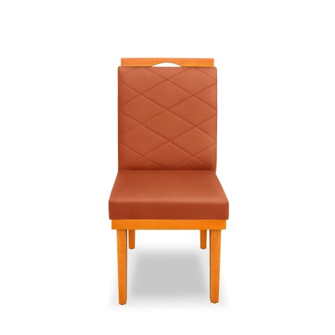 Cadeira Ana Matelassê Tecido Suede com Base Fixa de Madeira Maciça e Puxador Castanho:terra Cota