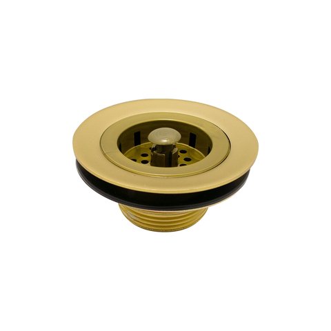 Válvula Americana Cozinha Metal Colorida Pia Cuba 3.1/2 com Cesta Dourado Gold Fosco Luxo