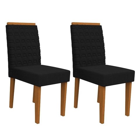 Conjunto 2 Cadeiras Berlim Ipê/Preto - PR Móveis