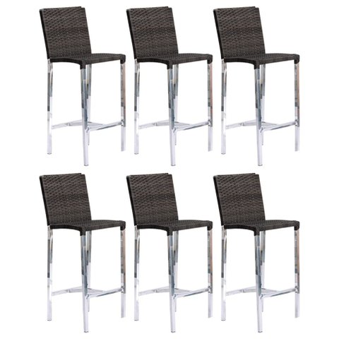 Kit com 6 Banquetas Altas Jardim em Alumínio e Fibra Tabaco