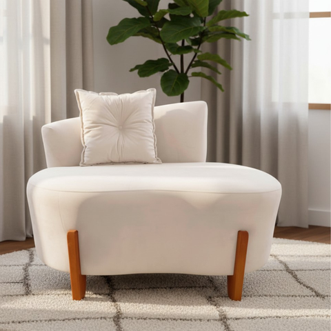 Namoradeira Sofá Feijão Luna 100cm Orgânica Suede Marfim