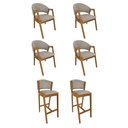 Ver imagem 1 de Kit 4 Cadeiras de Jantar Helen Madeira Maciça com 2 Banquetas Ana Cerejeira Premium Linho Bege