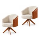 Ver imagem 2 de Kit 2 Poltronas Giratórias Linho Premium Base Madeira Maciça Juliana