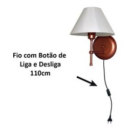 Arandela De Parede em Alumínio e Cúpula de Algodão Para Sala, Quarto Cabeceira De Cama - Cobre e Cúp - 2