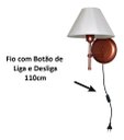 Ver imagem 2 de Arandela De Parede em Alumínio e Cúpula de Algodão Para Sala, Quarto Cabeceira De Cama - Cobre e Cúp