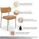 Ver imagem 3 de Kit 8 Cadeiras Sala de Jantar Lisa Pés Champanhe PU Caramelo m² - Monari Design