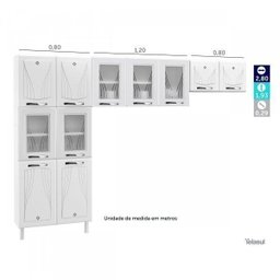 Cozinha Compacta 3 Peças 11 Portas com Vidro Star New Telasul - 3
