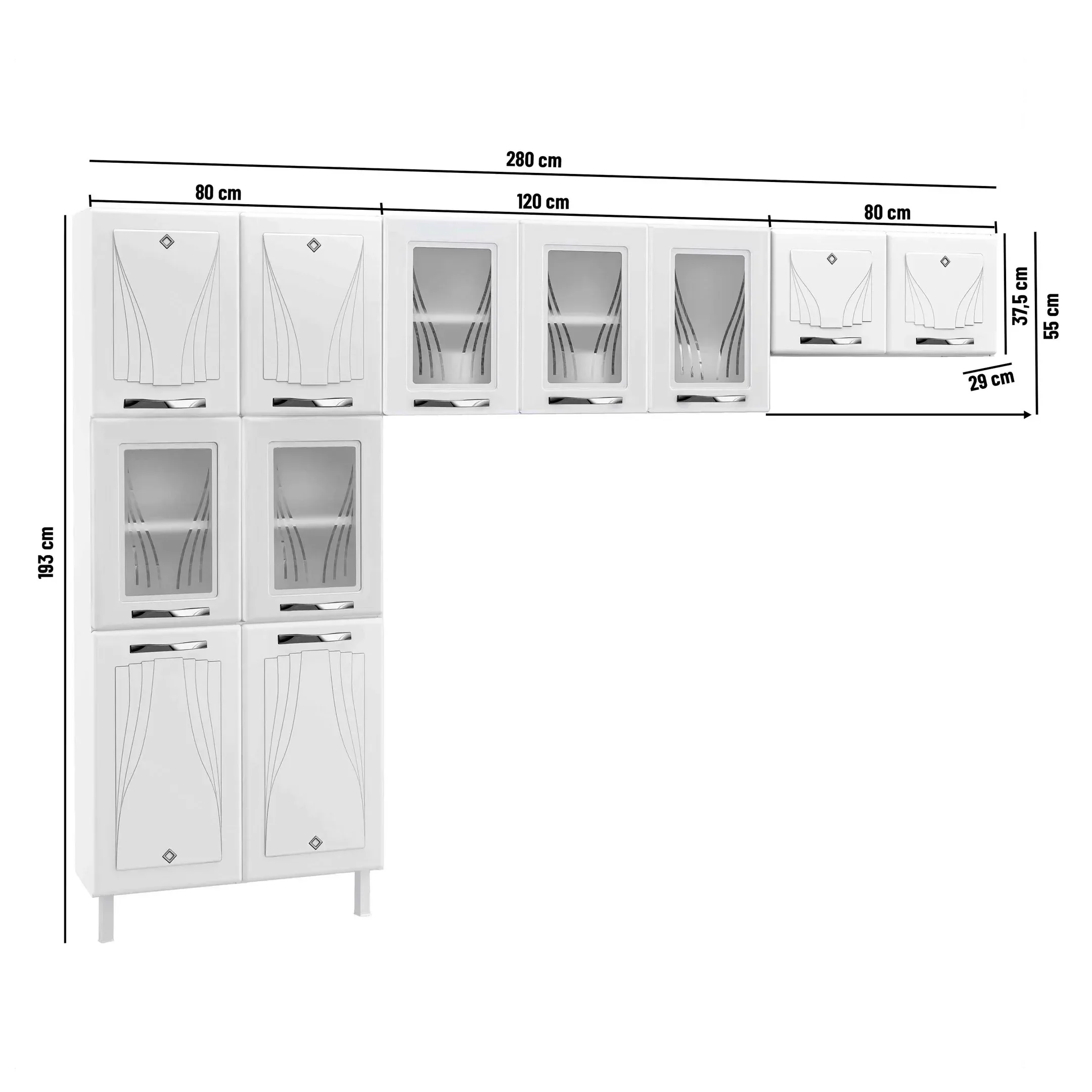 Cozinha Compacta 3 Peças 11 Portas com Vidro Star New - 3