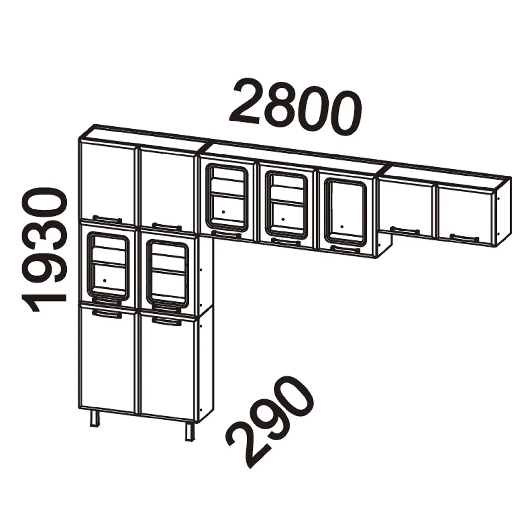 Cozinha Compacta 3 Peças 11 Portas com Vidro Star New - 4