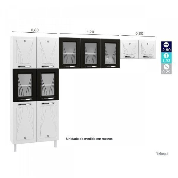 Cozinha Compacta 3 Peças 11 Portas com Vidro Star New Telasul - 3