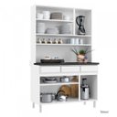 Ver imagem 3 de Armário para Cozinha 6 Portas 3 Gavetas com Tampo e Vidro Star New Branco