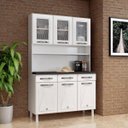Ver imagem 1 de Armário para Cozinha 6 Portas 3 Gavetas com Tampo e Vidro Star New Branco