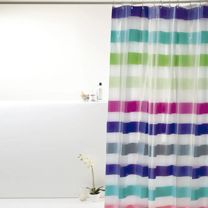Cortina Box para Banheiro Pvc 198x180cm Antimofo - Listra Multicolorida