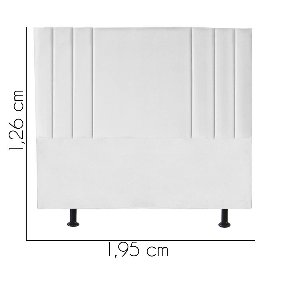 Cabeceira Estofada Grécia 195CM King Courino Branco - D A DECOR - 3