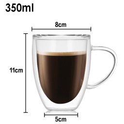 Caneca Café Vidro Duplo Borossolicato 350ml Não Queima a Mão - 2