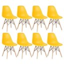 Ver imagem 1 de Kit 8 Cadeiras Charles Eames Eiffel Dsw - Base de Madeira Clara - Amarelo Multicolorido