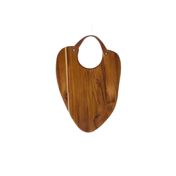 Tábua Leather 2 para Servir com Alça de Couro – Madeira de Teca 32x24x2cm - 1