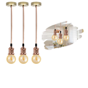 Ver imagem 1 de Kit 3 Luminárias Pendentes Retro Vintage de Metal com Lâmpadas Formato Globo com Filamento Led G95 C
