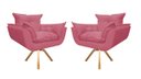 Ver imagem 1 de Kit 2 Poltronas Decorativa Opala Base Giratória Suede Rosa Mz Decor