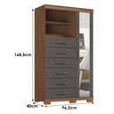 Ver imagem 3 de Guarda Roupa Casal Master New 8 Portas de Bater 4 Gavetas MDP com Espelho e Cômoda Marabá Santos