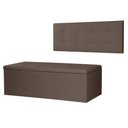 Ver imagem 1 de Kit Cabeceira Painel e Calçadeira Baú Casal King 1,95m Berlim Suede Marrom Dal Poz Estofados