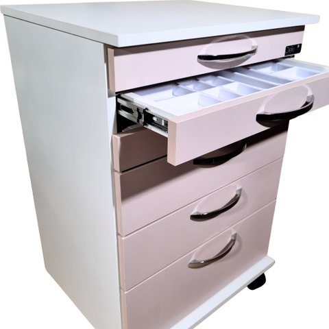 Gaveteiro Móvel Médico Clinico Mesa Auxiliar - Rosa