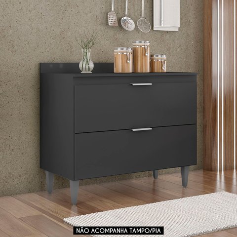 Balcão para Pia 100cm sem Tampo Pérola Z34 Preto - Mpozenato