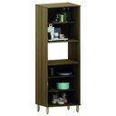 Ver imagem 2 de Armário de Cozinha Paneleiro com Nicho para Micro Ondas 4 Portas Vidro Madeirado Isis Luciane