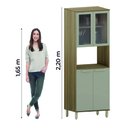 Ver imagem 5 de Armário de Cozinha Paneleiro com Nicho para Micro Ondas 4 Portas Vidro Madeirado Isis Luciane