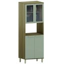 Ver imagem 1 de Armário de Cozinha Paneleiro com Nicho para Micro Ondas 4 Portas Vidro Madeirado Isis Luciane