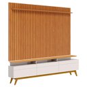 Ver imagem 1 de Rack Bancada Classic 3 Gavetas com Nicho e Painel para TV Suspenso Ripado Loft 2.2 Off White Nature