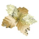 Ver imagem 1 de Kit 12 Flor de Natal Dourada Artificial com Brilho 19cm