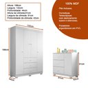 Ver imagem 4 de Conjunto Infantil Guarda Roupa 4 Portas e Cômoda Ceci 100% Mdf Branco Brilho - Sallar Home