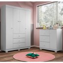 Ver imagem 2 de Conjunto Infantil Guarda Roupa 4 Portas e Cômoda Ceci 100% Mdf Branco Brilho - Sallar Home