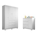 Ver imagem 1 de Conjunto Infantil Guarda Roupa 4 Portas e Cômoda Ceci 100% Mdf Branco Brilho - Sallar Home