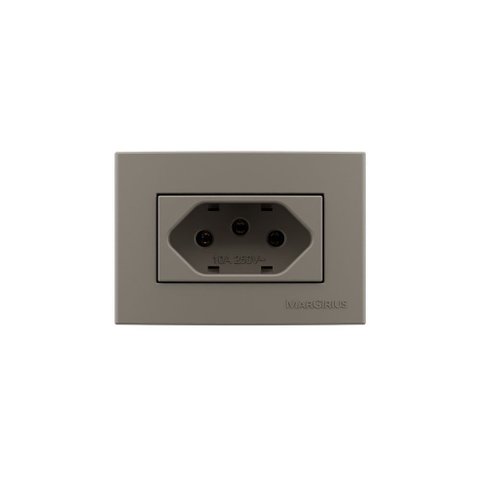 Placa para Móveis 65x45 com Tomada Margirius Sleek Colors 2p+t 10a Argila