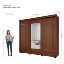 Ver imagem 3 de Guarda-Roupa Casal Serena 3 Portas de Correr 4 Gavetas com Espelhos e Pés 100% MDF Pm Home