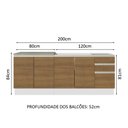 Ver imagem 4 de Kit com 2 Balcões de Cozinha Madesa Glamy 4 Portas 3 Gavetas (Sem Tampo e Pia) Branco/Rustic Branco/Rustic