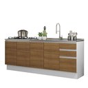 Ver imagem 3 de Kit com 2 Balcões de Cozinha Madesa Glamy 4 Portas 3 Gavetas (Sem Tampo e Pia) Branco/Rustic Branco/Rustic