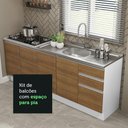 Ver imagem 7 de Kit com 2 Balcões de Cozinha Madesa Glamy 4 Portas 3 Gavetas (Sem Tampo e Pia) Branco/Rustic Branco/Rustic