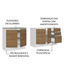 Ver imagem 5 de Kit com 2 Balcões de Cozinha Madesa Glamy 4 Portas 3 Gavetas (Sem Tampo e Pia) Branco/Rustic Branco/Rustic