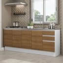 Ver imagem 1 de Kit com 2 Balcões de Cozinha Madesa Glamy 4 Portas 3 Gavetas (Sem Tampo e Pia) Branco/Rustic Branco/Rustic