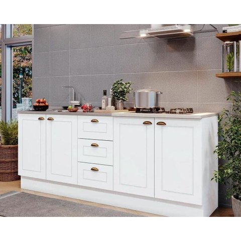 Kit Cozinha Modulada 3 Peças Americana (2balcões+1complemento) S/pia Cz137 Branco - Henn